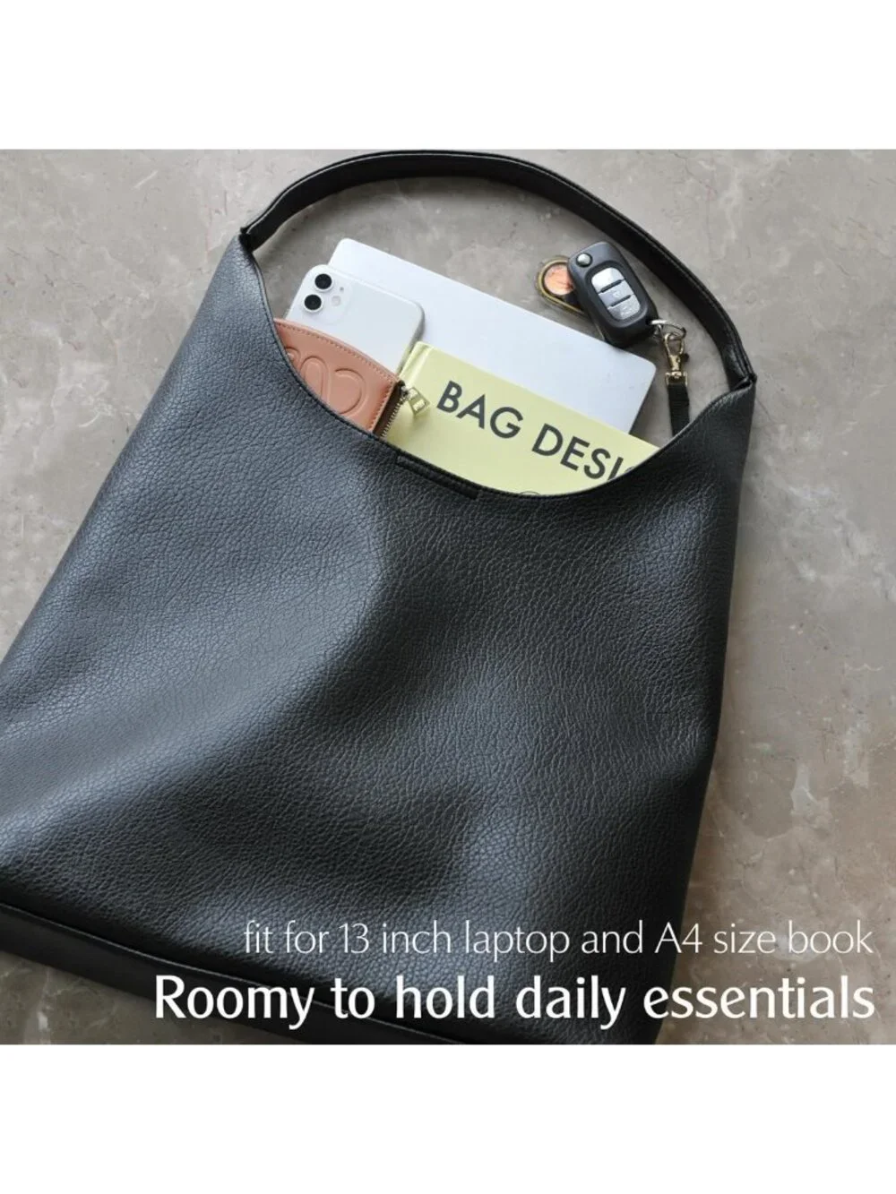 Soft Vegan Leather Hobo Bag for Women - Slouchy Shoulder Tote Purse, Stylish